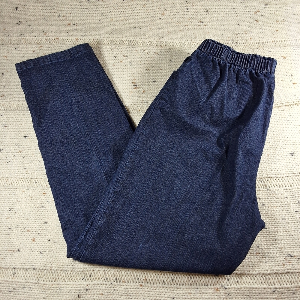 Dark Blue Elastic Waist Pants